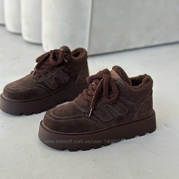 Зимові черевики шоколад, хутро teddy зимові ботінки шоколад 36-40р код 1340