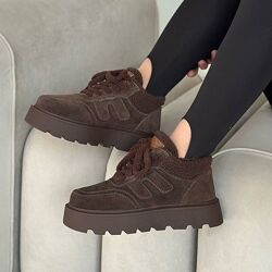 Зимові черевики шоколад, хутро teddy зимові ботінки шоколад 36-40р код 1340