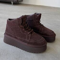 Зимові черевики шоколад натуральна замша, зимние ботинки 36-41р код 13166