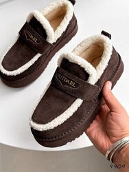 Уггі-Лофери жіночі Rebi натур. замша, зимові лофери шоколад, 