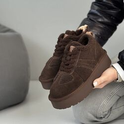 Зимові черевики шоколад, хутро teddy зимові ботінки шоколад 36-40р код 1370