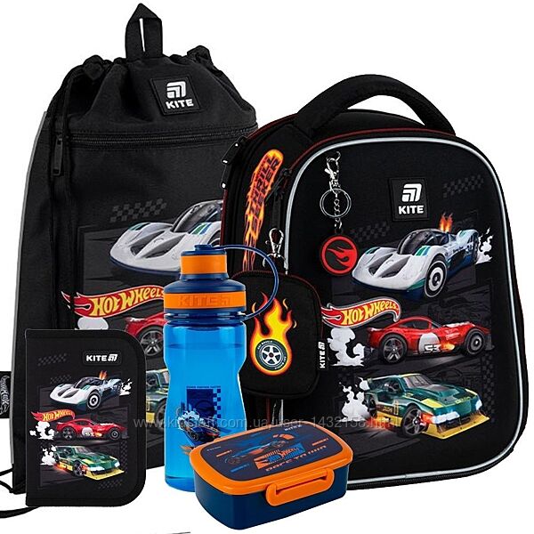 Набір Kite рюкзак  пенал  сумка для взуття SETHW25-555S Hot Wheels 