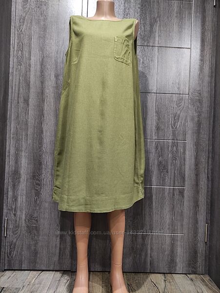 Льняное платье сарафан лён и вискоза Пог-54 см на пышные бедра