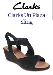 Кожаные босоножки на танкетке нубук Clarks 23,7 см