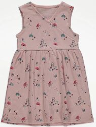 Дитяче платтячко George Pink Ribbed Floral Print