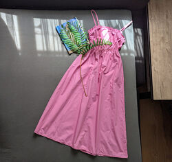 Неймовірна літня сукня міді сарафан міді рожева сукня