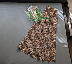 Сатинова спідниця максі довга в анімалістичний принт