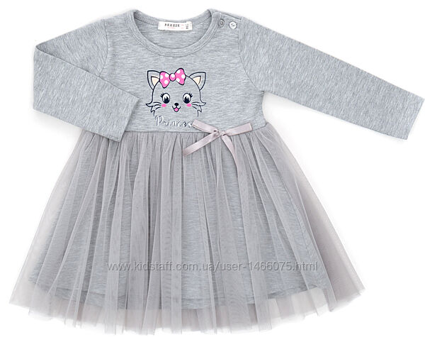 Симпатична трикотажна сукня з котиком та фатиновою спідницею. 86-110см