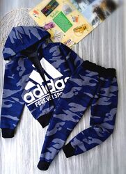 Костюм Adidas мальчику, комплект кофта штаны камуфляж, милитари