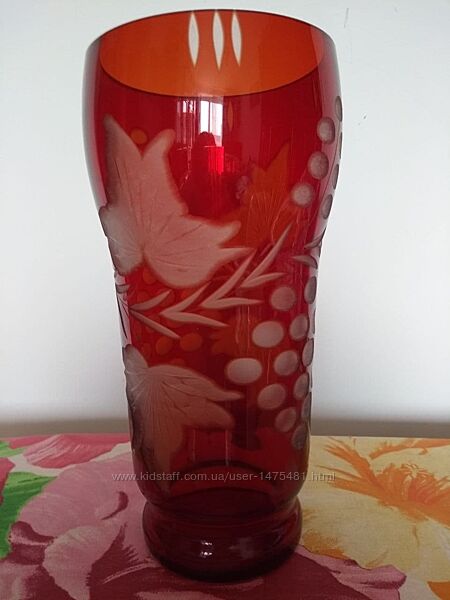 Шикарная винтажная ваза из цветного стекла Виноград времен СССР в идеале