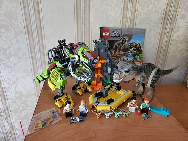 Лего, lego, jurassic World, Бій тиранозавра і робота-динозавра 75938