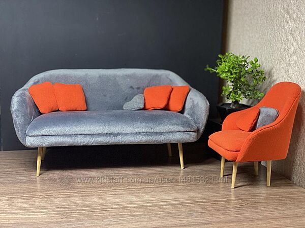 Диван та крiсло для ляльки Барбі