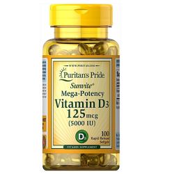 Витамины Puritan&acutes Pride Vitamin D3 125 mcg 5000 IU 100caps витамин д3