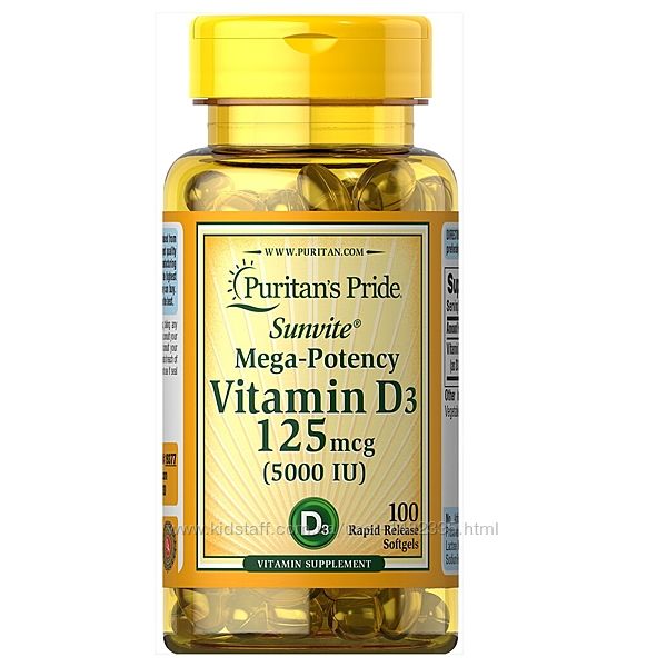 Витамины Puritan&acutes Pride Vitamin D3 125 mcg 5000 IU 100caps витамин д3
