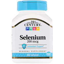 Витамины Селен 21st Century Selenium 200 mcg 60 капсул. для иммунитета