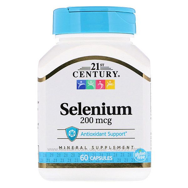 Витамины Селен 21st Century Selenium 200 mcg 60 капсул. для иммунитета
