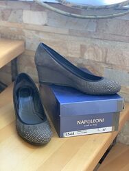 Туфли на танкетке Napoleoni 41 размер, 26,5 см, нубук, графит elastico nero