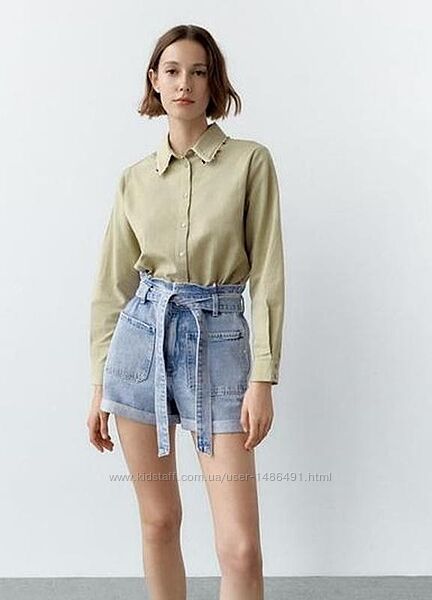 джинсові шорти zara висока посадка xxs, xs, s 