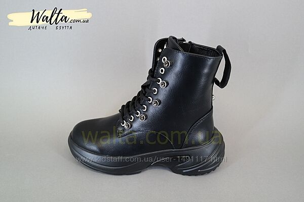 40р B&G деми ботинки чобітки черные на платформе девочкам в школу 