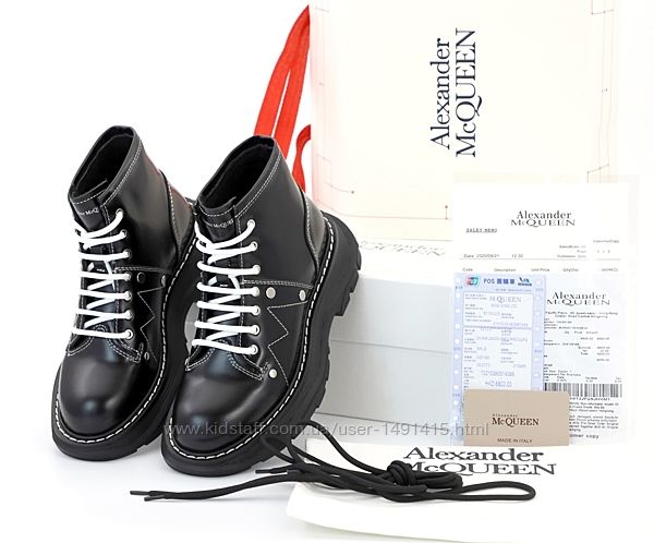 Женские ботинки Alexander McQueen Boots. Демисезон. Black. Натуральная кожа