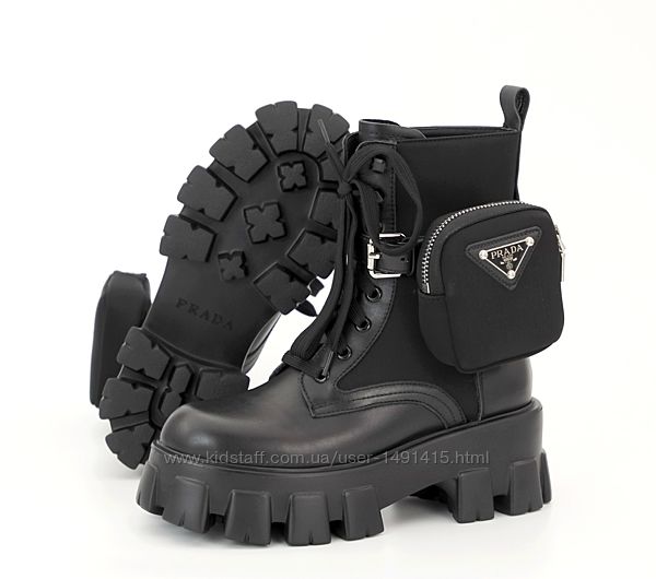 Зимние женские ботинки Prada Monolith. Black