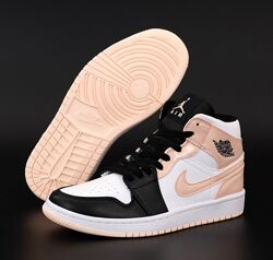 Женские кроссовки Nike Air Jordan 1 Retro.  White Pink Black. Найк Джордан