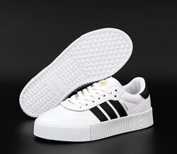 Женские кроссовки Adidas Samba. Унисекс. White Black