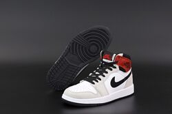 Женские кроссовки Nike Air Jordan 1 Retro.  White Grey. Найк Джордан