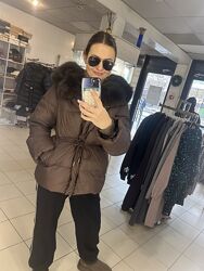 Пуховик зимний мех лисы S-M