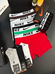 Набор 5 шт. Мужские трусы боксеры Nike хлопок Турция. Боксери білизна Nike