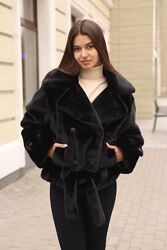 Короткая зимняя шубка из экомеха норки Mila Nova. Коротка зимова шубка. NEW