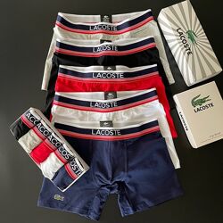 Набор 5 шт. Мужские трусы боксеры Lacoste LUX. Мужское нижнее белье Премиум