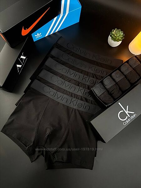 Набор 5 шт. Мужские трусы боксеры Calvin Klein  black 3D Турция. Боксери CK