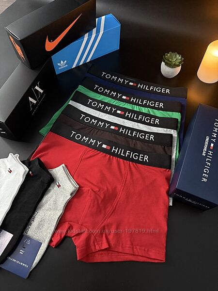 Набор 5 шт. Мужские трусы боксеры TOMMY HILFIGER в коробке Турция. Боксери.