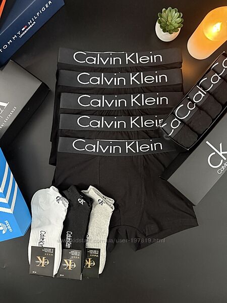 Набор 5 шт. Мужские трусы боксеры Calvin Klein black Турция. Боксери CK.