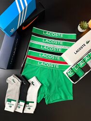 Набор 5 шт. Мужские трусы боксеры Lacoste в коробке Турция. Боксери Lacoste