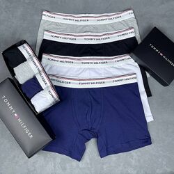 Набор 4 шт. Мужские трусы боксеры Tommy Hilfiger. Труси боксери Tommy.