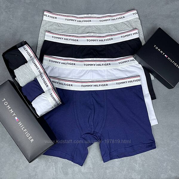 Набор 4 шт. Мужские трусы боксеры Tommy Hilfiger. Труси боксери Tommy.