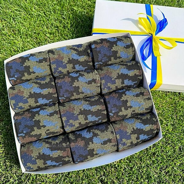 Набор 12 пар. Мужские носки с рисунком 40-45. Бокс чоловічих шкарпеток.