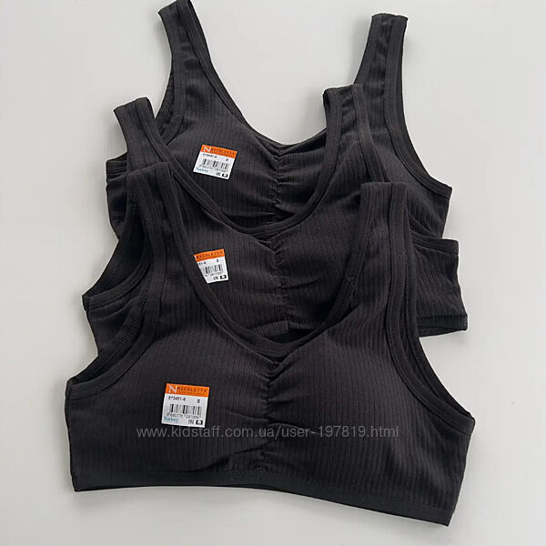 Набор 5 шт. Топ подростковый, бюстгальтер в рубчик для девочки с поролоном 