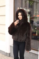 Зимова шуба, шубка з капюшоном з еко-хутра ТМ Mila Nova. Різні кольори.