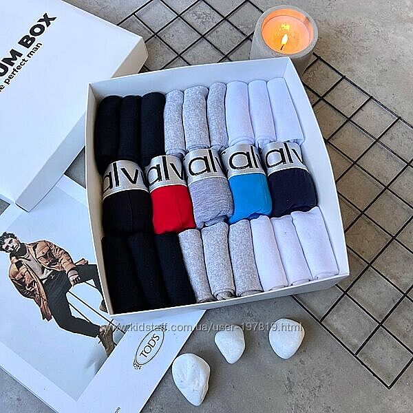 Набор мужские трусы 5 шт и 18 пар носков Кельвин Silver в PREMIUM BOX
