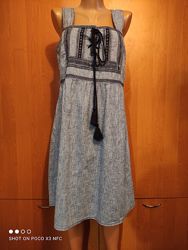 Льняное платье сарафан лен и хлопок Пог-48 см