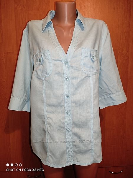Красивая льняная блузка рубашка лён Пог 55 см