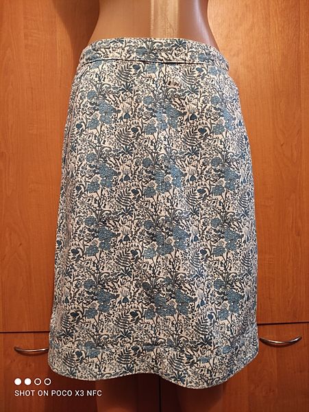 Классная льняная юбка с карманами Пот-38 см
