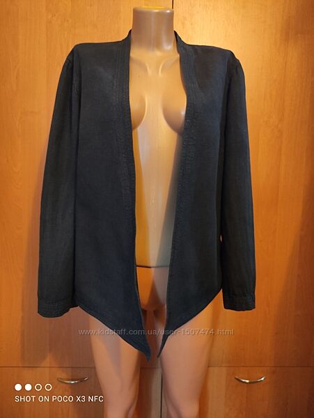Класснючий льняной пиджак, накидка, лен, из льна Пог-51 см