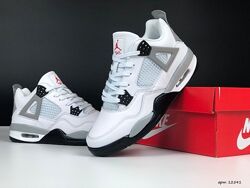 р.36-41 Кроссовки Nike Air Jordan 4 Retro бело/серые KS 12541