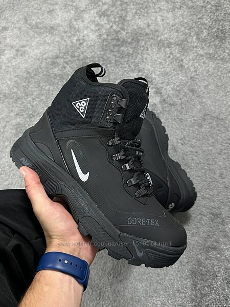 р.41-46 Кроссовки Nike acg zoom gaiadome black white gore tex  мех 0671