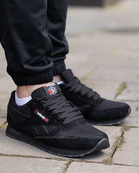 р.41-45 Кроссовки Reebok Classic Leather Triple Black RB025