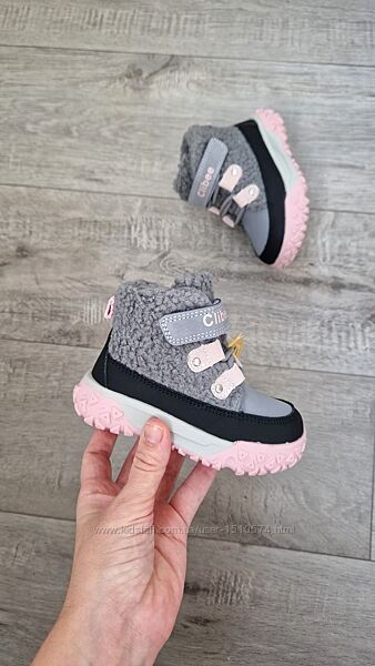 р. 23-28 Зимние ботинки фирмы Clibee  Артикул TA32 grey-pink